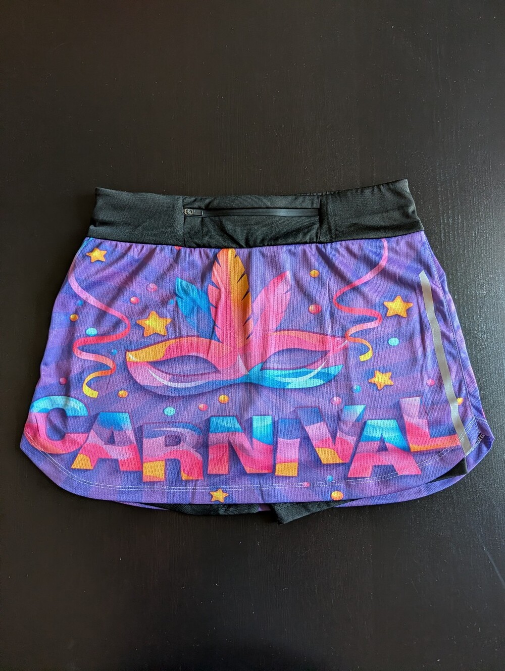 Carnival Mardi Gras Themed Athletic Skirt -  Multicolor Sz Large NEW w/o Tags